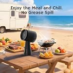 Airthereal Hotte Portable rechargeable, Hotte de Bureau avec batterie alimentée, 3-Fan Vitesses et grande tasse de collection d'huile, ventilateur d'échappement de cuisine portable amélioré pour RV Cuisson, RH180B noir