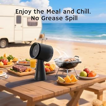 Airthereal Rechargeable Portable Range Hood, Desktop Range Hood with Battery Powered, 3-Fan Speeds and Large Oil Collection Cup, Upgraded Portable Kitchen Exhaust Fan for RV Cooking, RH180B Black