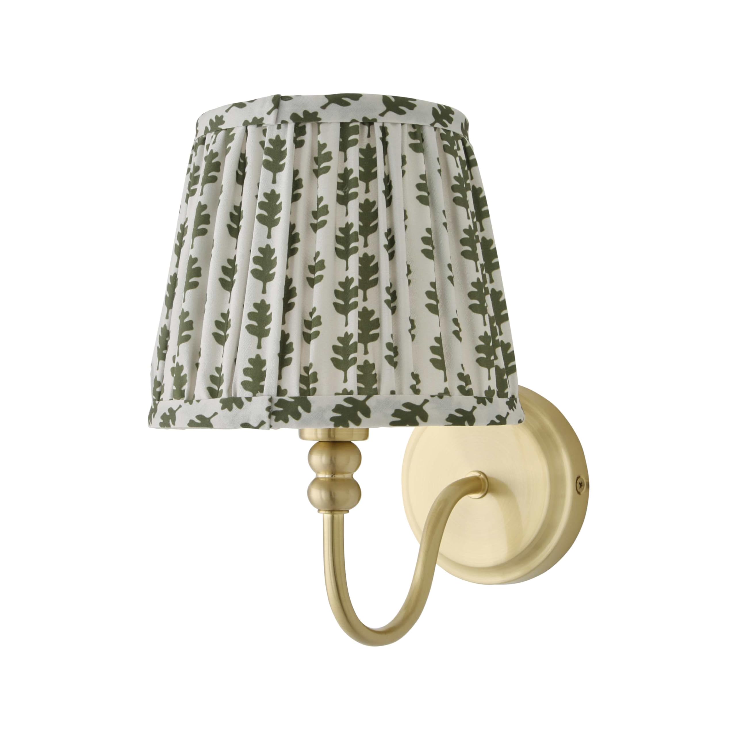 ValueLights | Binky Gold Rechargeable Wall Light with Green Floral Shade | Wall Light, Home Décor & Improvement Essential