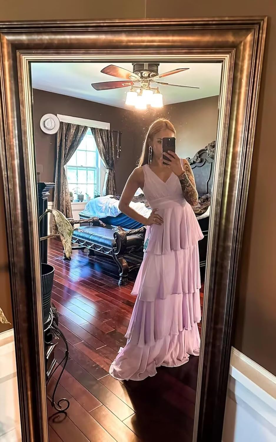 Tiered Ruffles Bridesmaid Dresses for Women 2025 Long Chiffon Ruffle A Line Formal Evening Dresses - Image 7