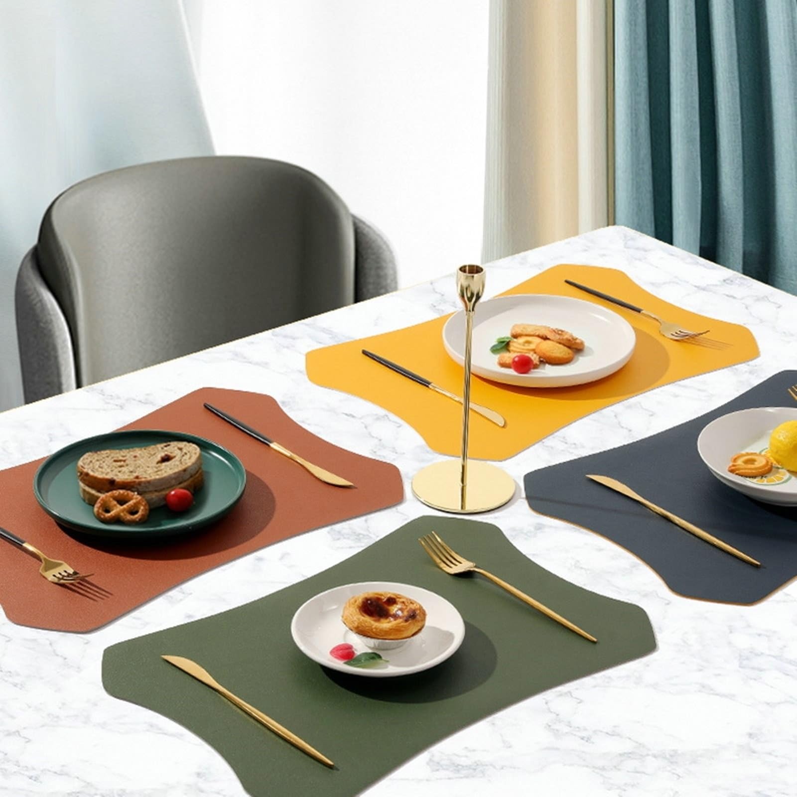 Placemat - Juego de 10 manteles individuales, color negro y rojo, de doble cara, 30 x 44 cm, para cocina y comedor