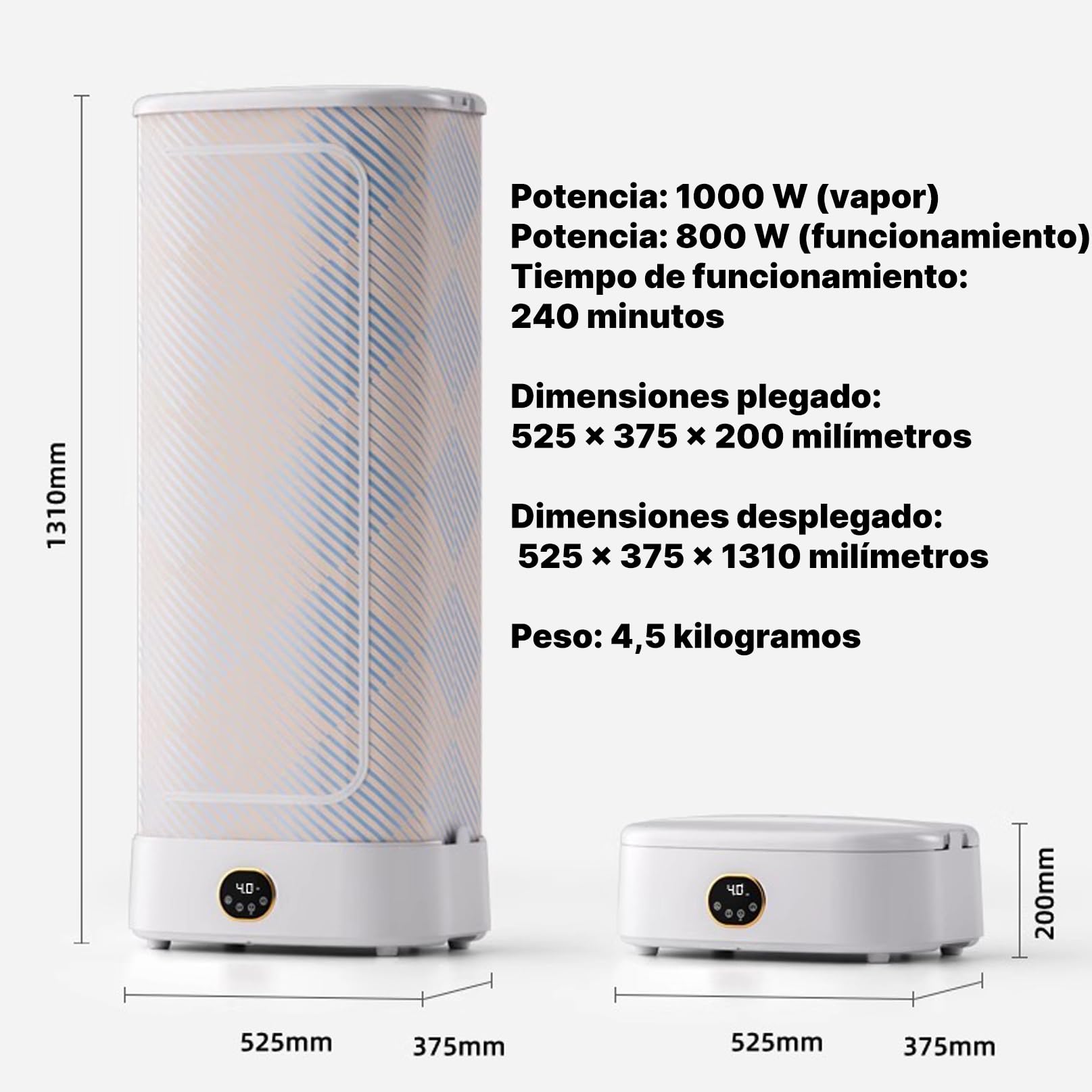 Armario De Planchado AutomáTico 1000w MáQuina AutomáTica Para Planchar Y Doblar,Cuidado A Vapor,Para Planchar Ropa Y Quitar Arrugas,Tendedero Plegable Ropa Y Telas(Modelo EstáNdar)