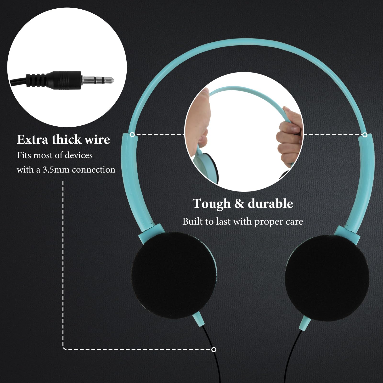 GEEKRIA 24 Pack Wired Headphones for Classroom Adjustable On-Ear Headphones - Image 4