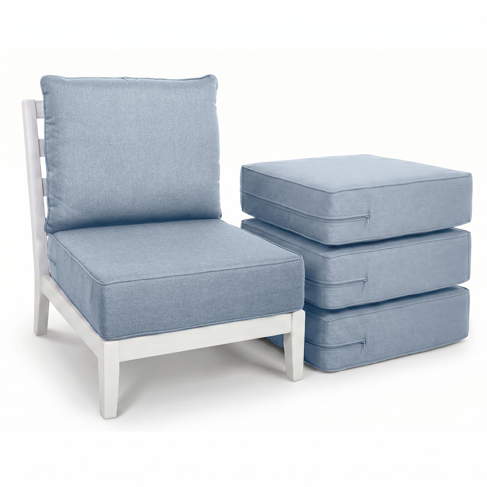 Luxury Outdoor Seat Cushion Set 4-24 x 24 x 6 Inch Outdoor Chair Cushions with Water Resistant &amp; Removable Cover Outdoor Cushions for Patio Furniture Chair Sofa Couch