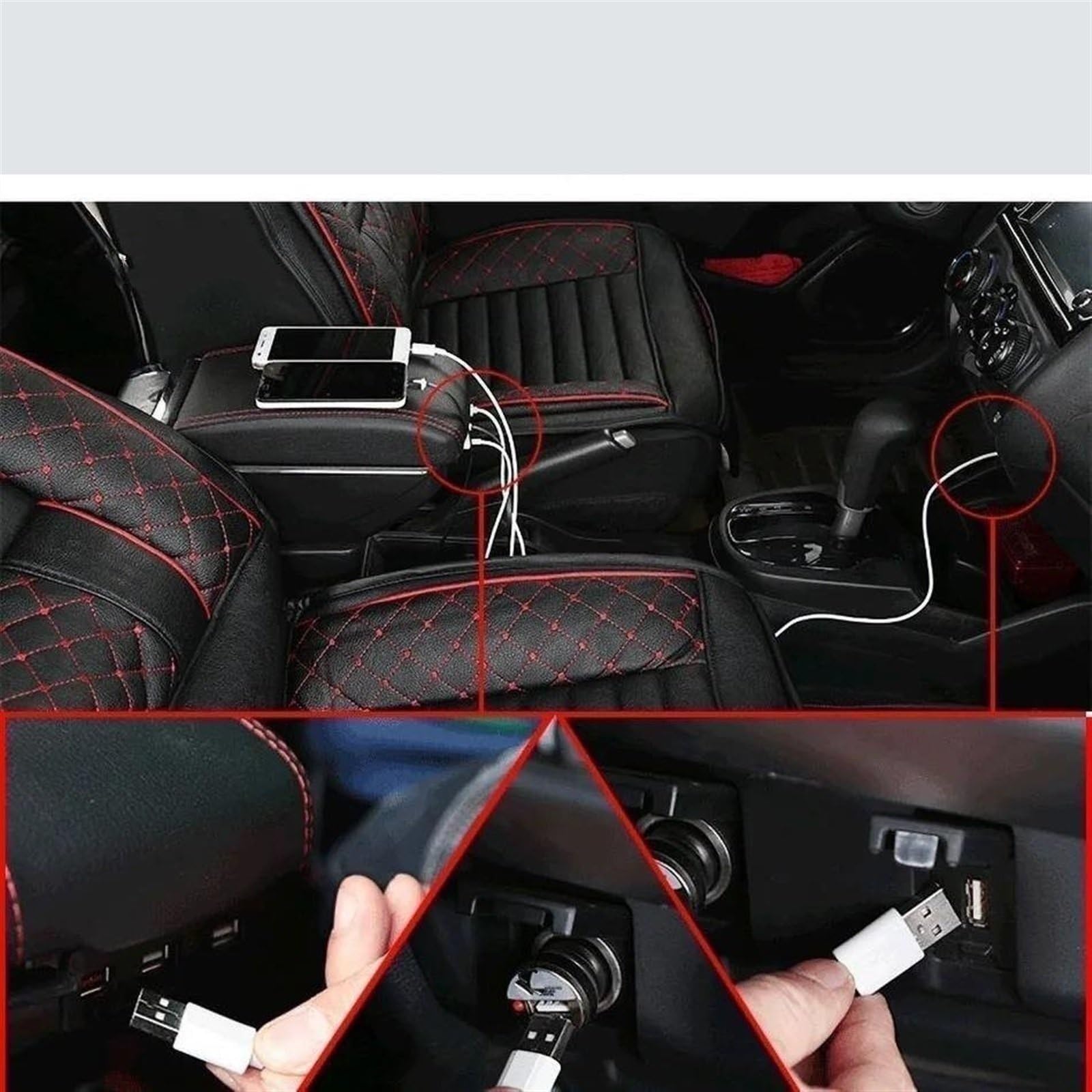 NATWEE Compatibile con Fiat per Panda per Cross 4x4 Scatola Bracciolo per Auto Scatola Portaoggetti Bracciolo Console Centrale Parti di Ricambio(2)
