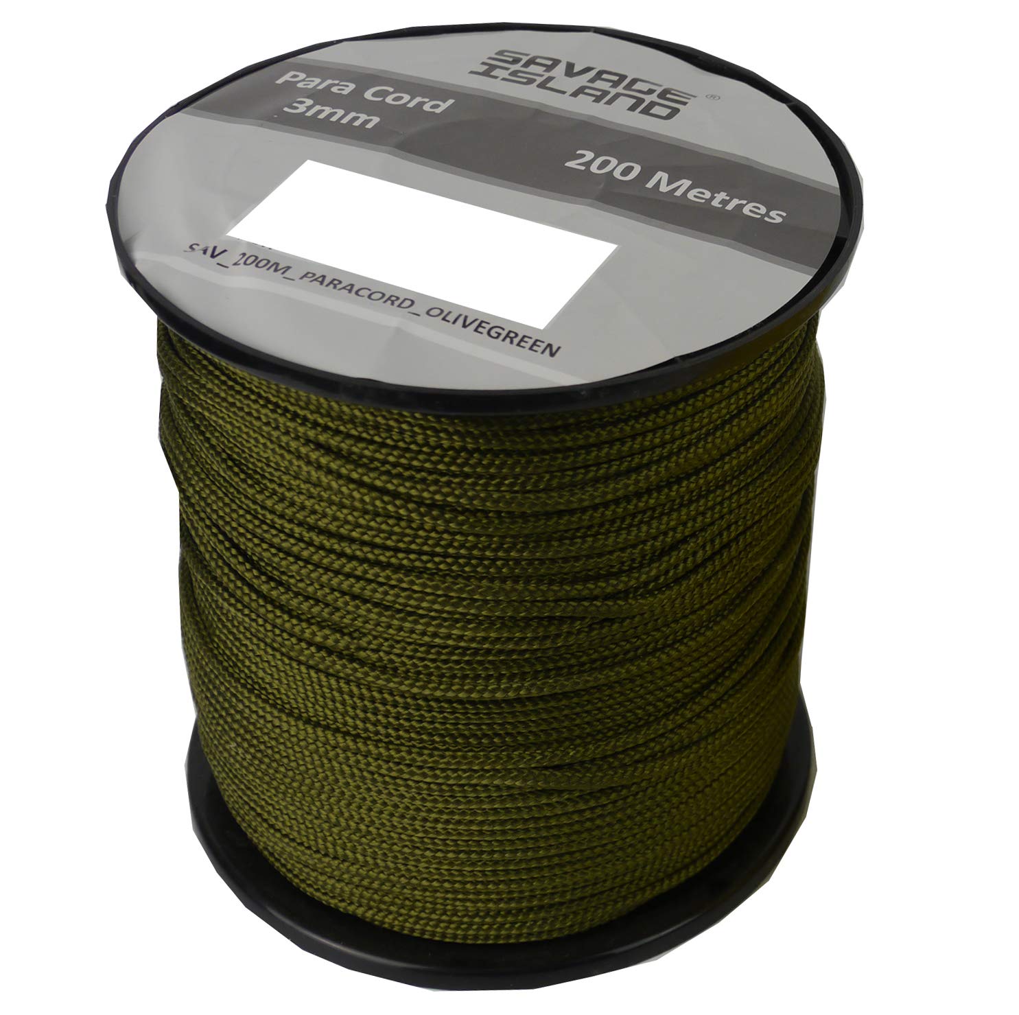 Savage Island Olive Green 200M Reel Paracord Army Camping For Tent Basha Bivi Shelter Buidling Hammock Gardening Bushcraft (Olive Green)