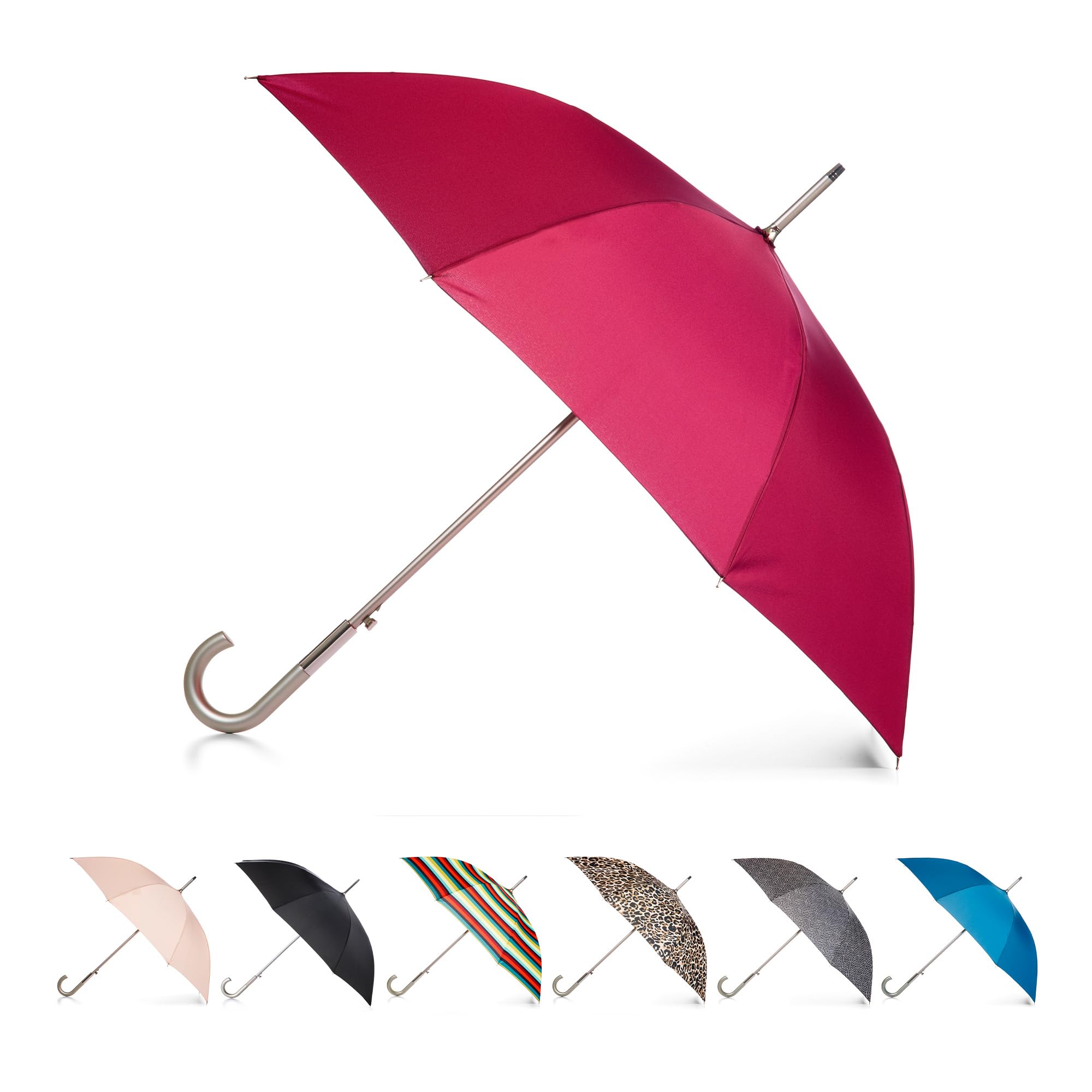 Totes Unisex Auto Open J-Handle Stick ECO Umbrella