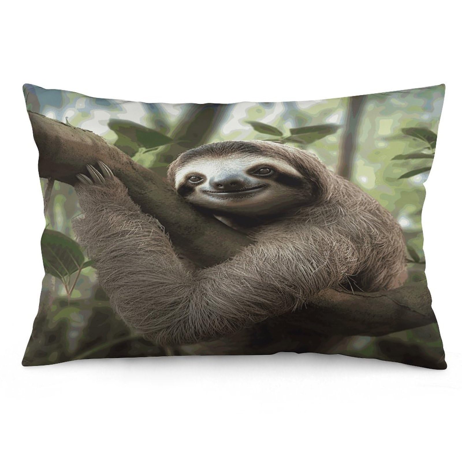 Sloth Animal Throw Pillow Covers with Silent Zipper Polyester Pillow Protectors Removable Pillow Cases Soft Pillowcase Cozy Pillow Sham Cushion Cover for Sofa Car Bed 12 "x20