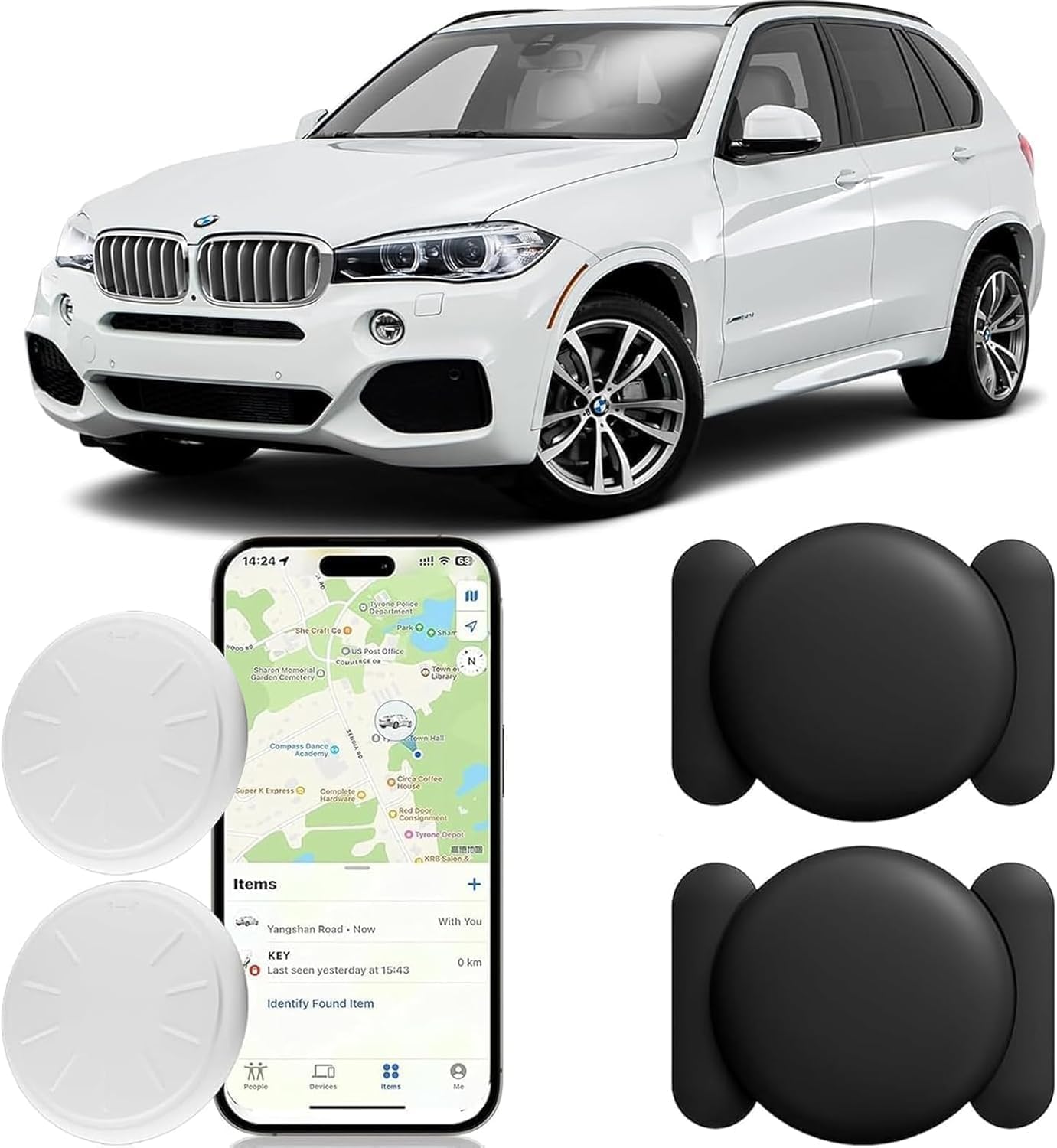 Mini GPS Tracker for Vehicles,Hidden Vehicle Tracking Device with Magnetic Case,Real-Time Mini Magnetic Car Tracker Device Works with Apple Find My (iOS Only),No Monthly Fee (2PCS)-image-6