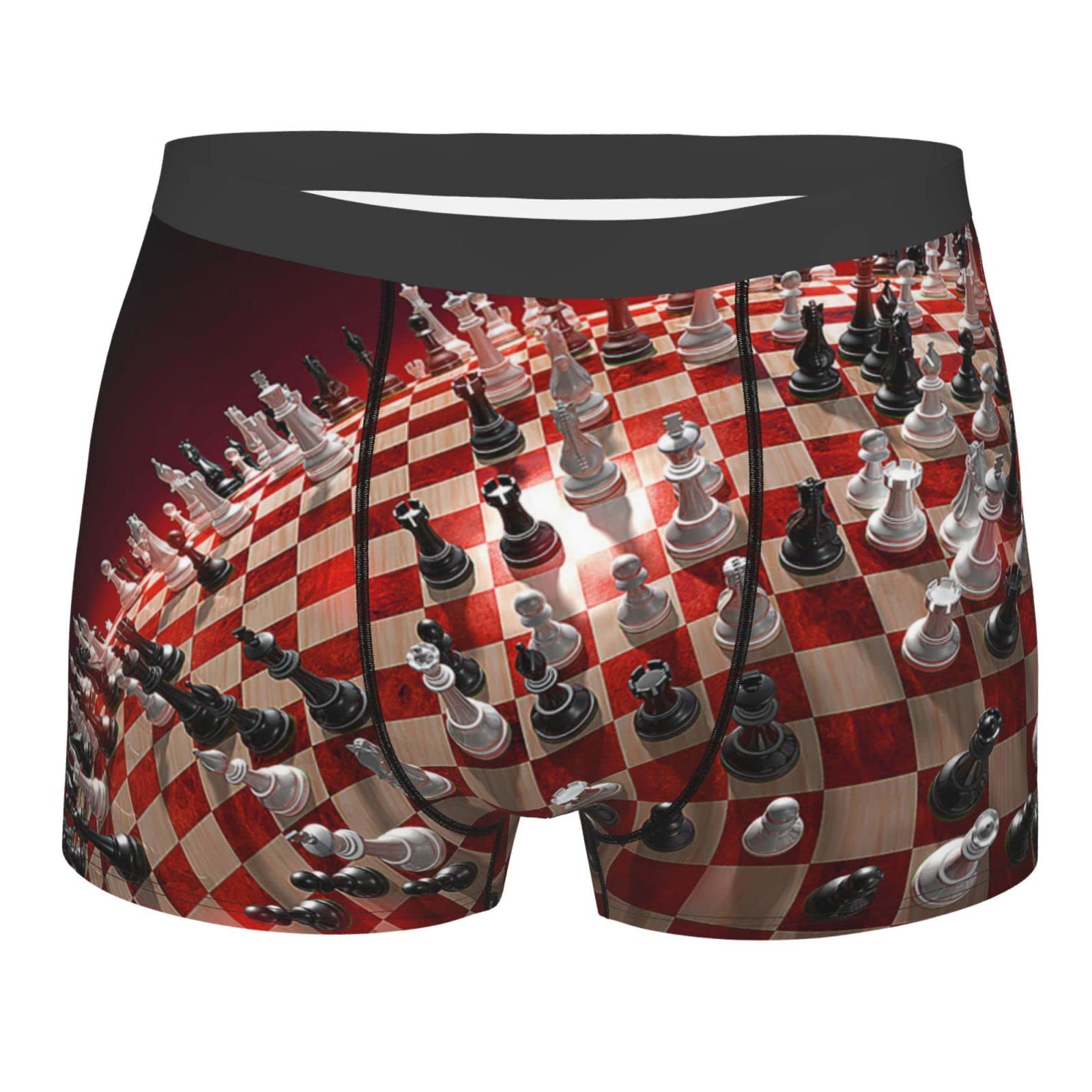 ZORIN Men'S Boxer Briefs A World Of Chess Breathable Mens Underpants Black