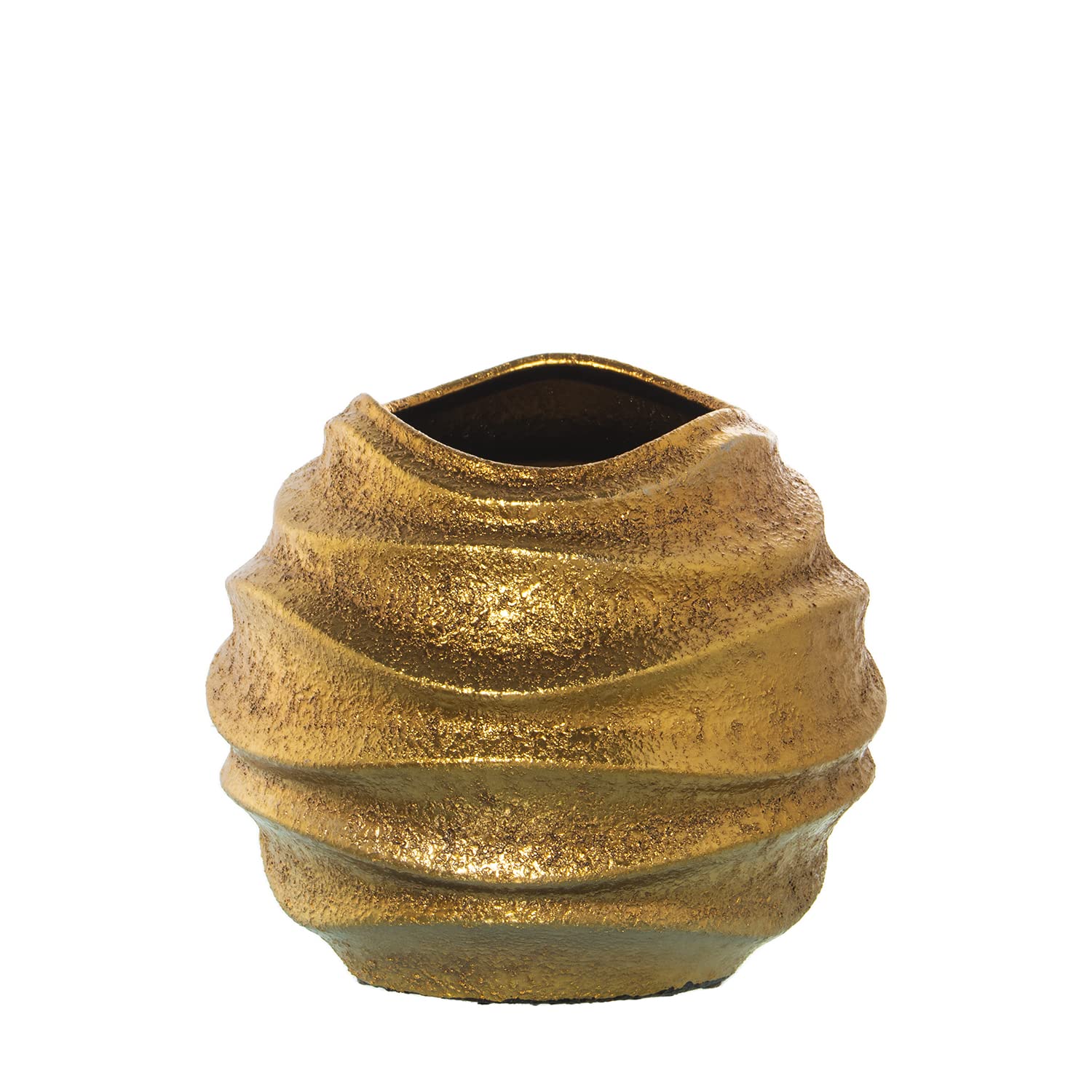 Vase en céramique doré 26x23cm - Objet d'art chic pour intérieur élégant