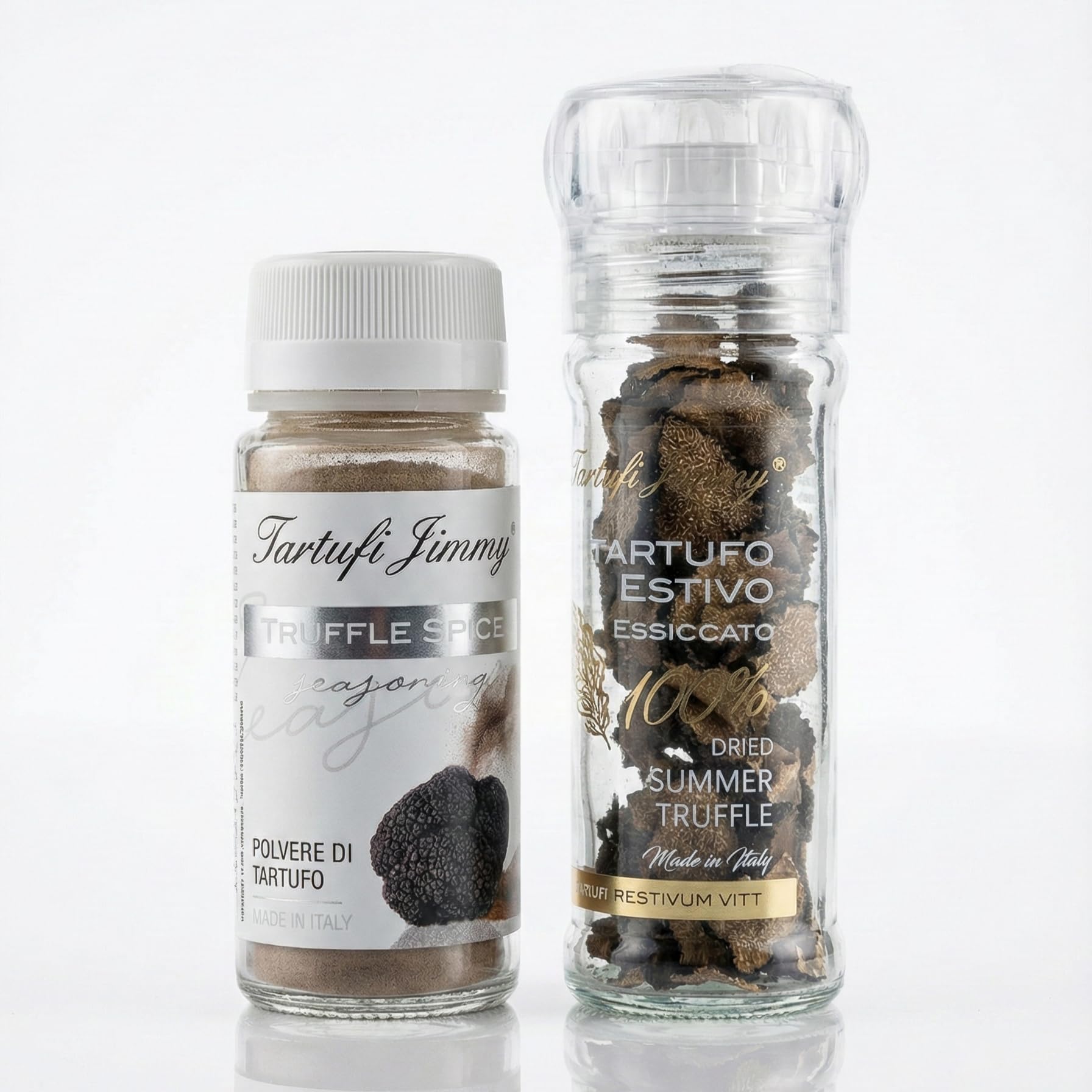 Set Gourmet - Polvere al Tartufo 45g + Petali di Tartufo Estivo Essiccato a Fette | Condimenti Premium al Tartufo per Pasta, Risotti, Carne, Uova e Antipasti - Made in Italy