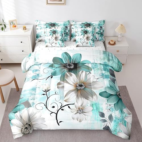 Erosebridal 7pcs Chic Floral Bedding King Size for Girls Wom