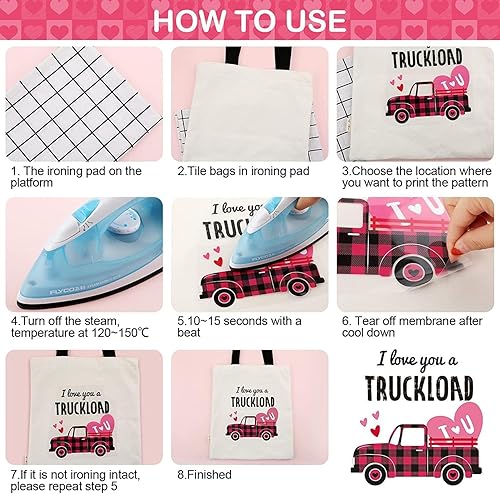 Miniatura 7 de 3 hojas de transferencia para planchar para el día de San Valentín, parches para planchar con corazón, decoración de automóvil, calcomanías de