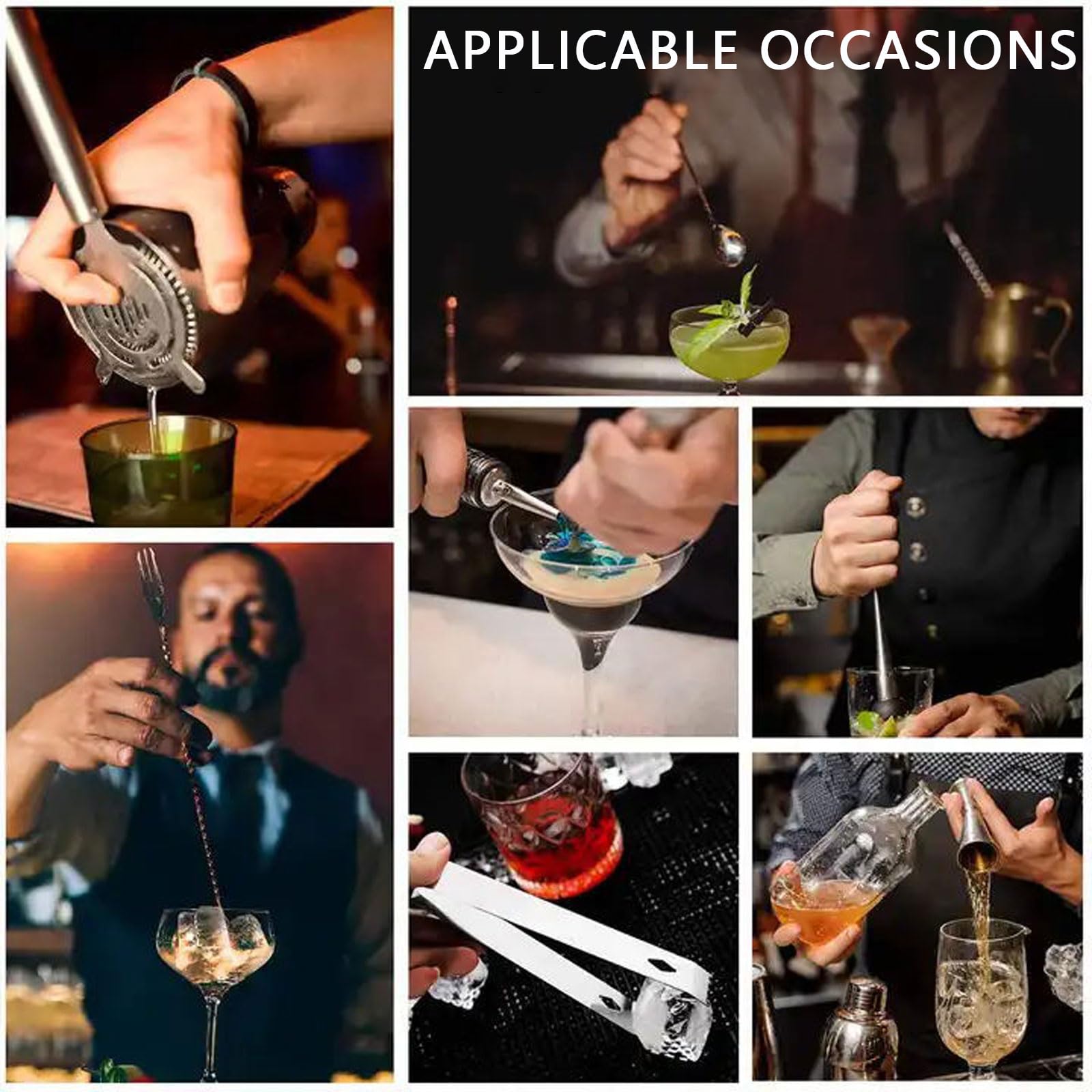 Coctelera de Acero Inoxidable 10/12 piezas Coctelera para Cócteles Kit Con Soporte Accesorios Profesional Cóctel Recetas set de regalo Profesional Barman Herramientas para Mezclar Bebidas,Barra,hogar