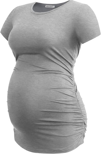 Smallshow Maternity Clothing Tops Side Ruched Pregnancy Clothes for Women 3-Pack - 3