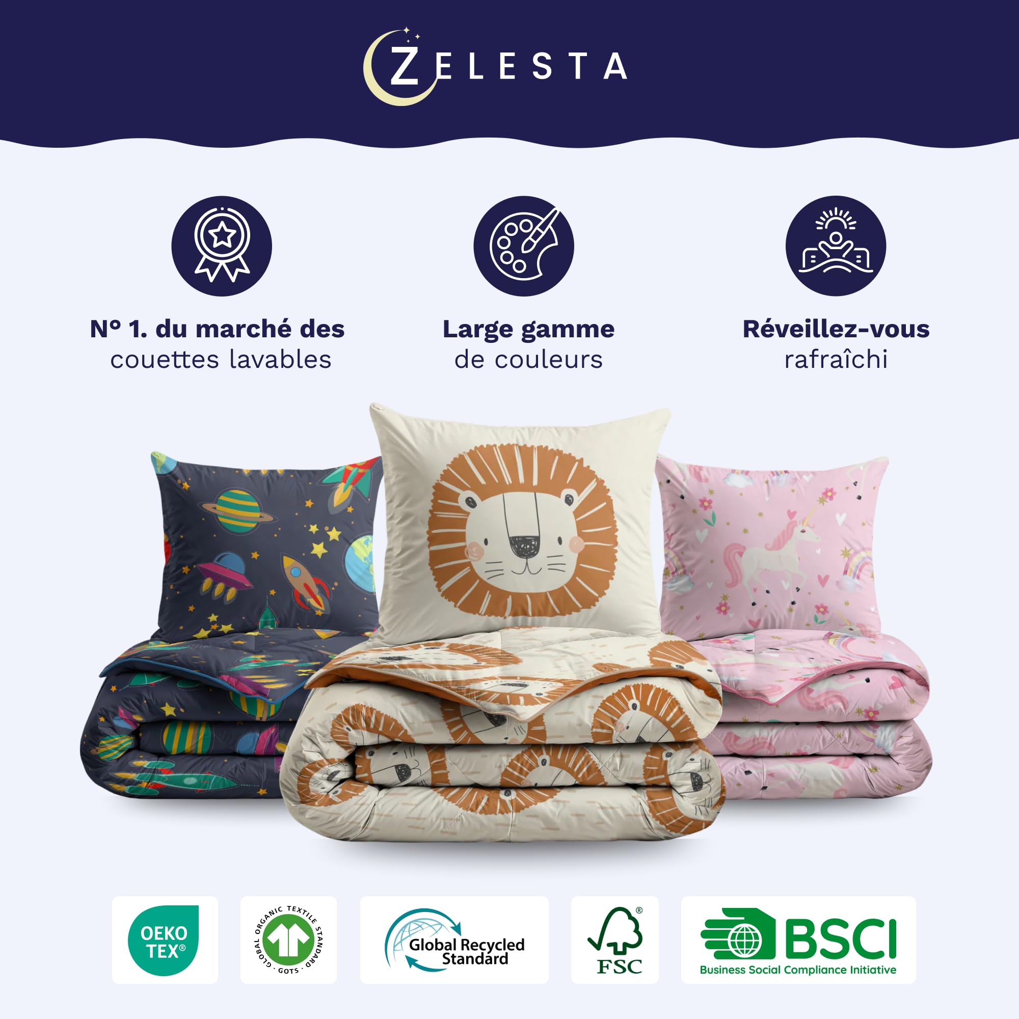 Zelesta Kiddybed - Parure de lit pour enfant - 135 x 200 cm - 4 saisons - Couverture d'hiver et d'été - Lavable - Sans housse - Couette pour enfant avec motif (Smiling Dragon)
