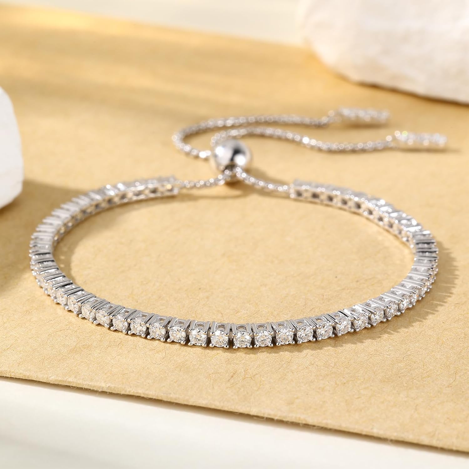 Moissanite Tennis Bracelet 2.0-5.3-12.9carats Adjustable Bracelet for Women S925 Silver 2/3/4mm Moissanite Bracelet Gifts for Wife/Men