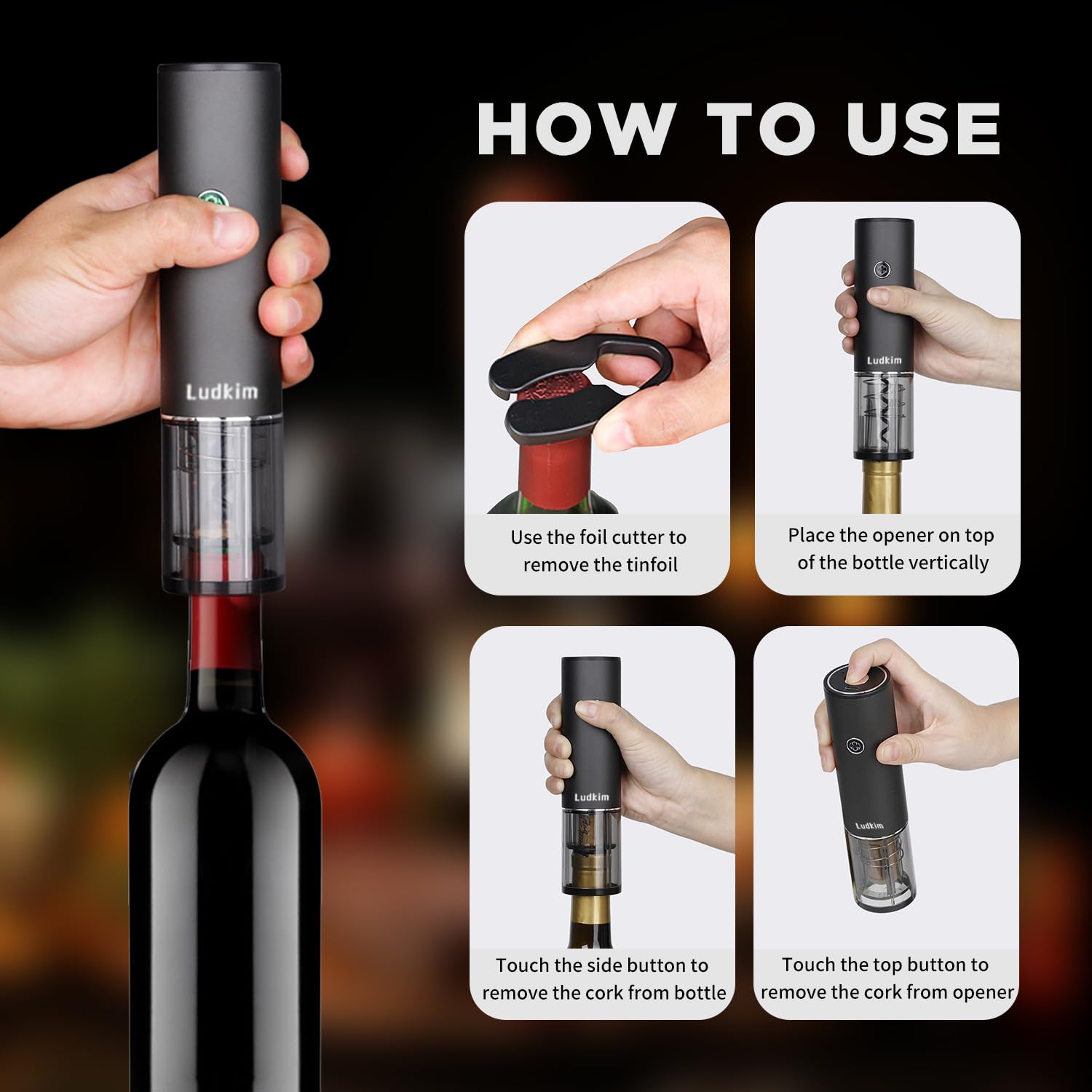 Elektrischer Weinöffner Set, All-in-One Wein-Geschenkset mit elektrischem Belüfterspender, automatischer elektrischer Korkenzieher, automatischer Spar-Vakuumpumpe, Folienschneider und