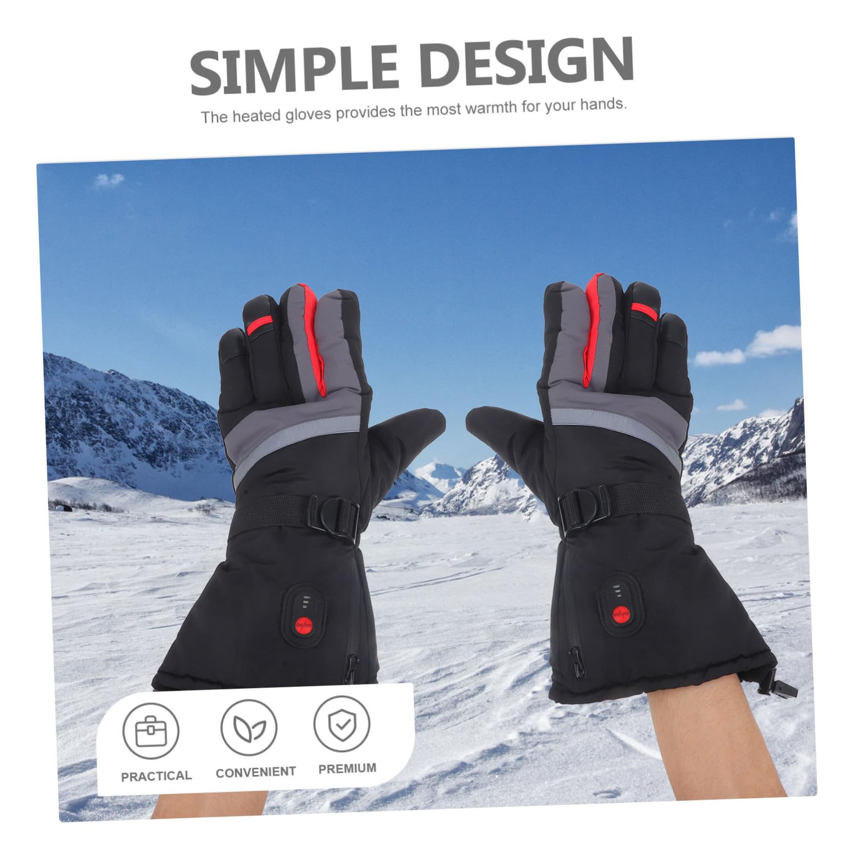 Milisten Guantes de Esquí Calefactables para Invierno Resistentes al Viento Agua para Actividades al Aire como Esquí o Senderismo Control de Temperatura de Tres