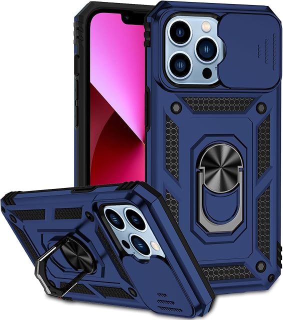 Hitaoyou iPhone 13 pro Cases, iPhone 13 pro Case with Camera Cover & Kickstand Military Grade Shockproof Heavy Duty Protective with Magnetic Car Mount Holder Cases for iPhone 13 pro Blue