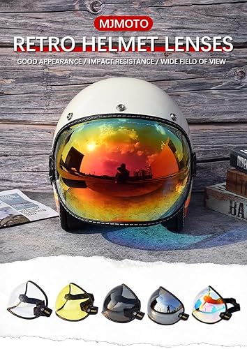 Miniatura 4 de Casco universal de cara abierta 34 con lente de visera de burbuja para parabrisas de motocicleta, lente condensador, gafas vintage para casco de
