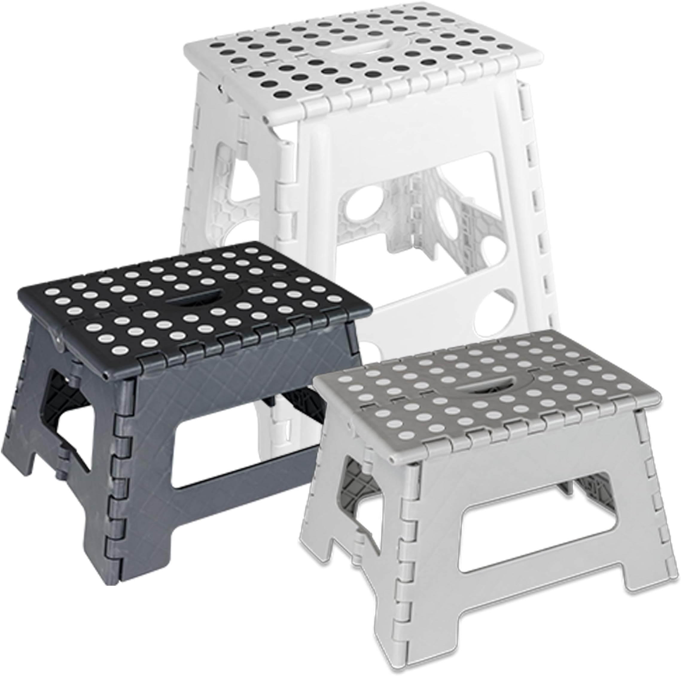 Klappbarer Tritthocker Aus Kunststoff - Faltbarer Hocker Für Küche & Bad (Schwarz)
