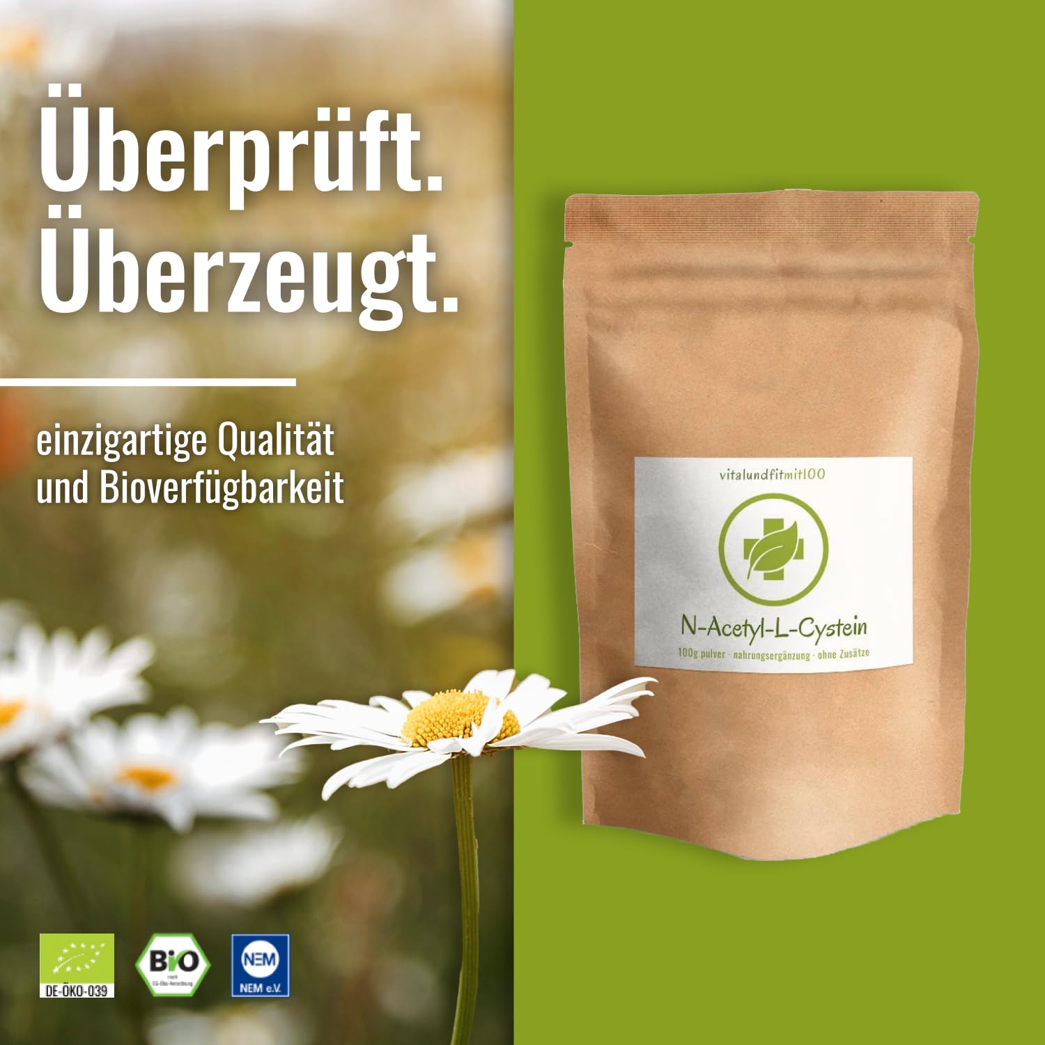 N-Acetyl-L-Cystein Pulver 200 g (2 x 100 g) - NAC - schwefelhaltige Aminosäure - hochdosiert - Fermentationsgewinnung - vegan und rein - OHNE Hilfs- u. Zusatzstoffe - Deutsche Herstellung