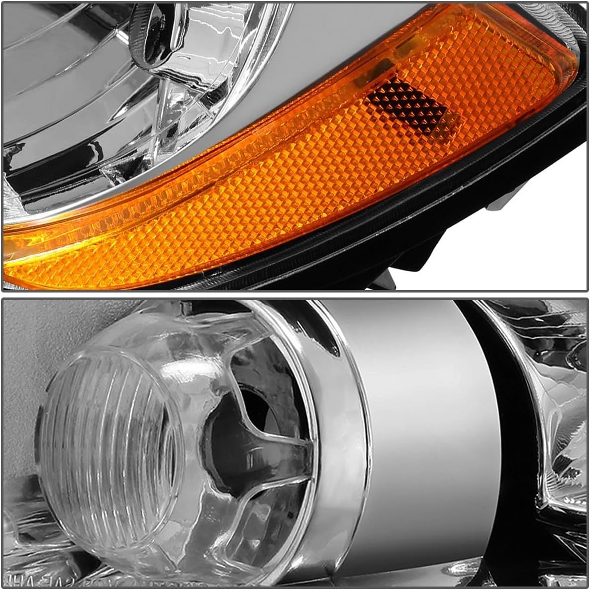 Headlights Assembly Pair for 2011 2012 2013 Jeep Grand Cherokee & 2011-2017 Jeep Compass Halogen Headlamps Head Lights Replacement Left Driver and Right Passenger Side,Chrome Housing Amber Reflector