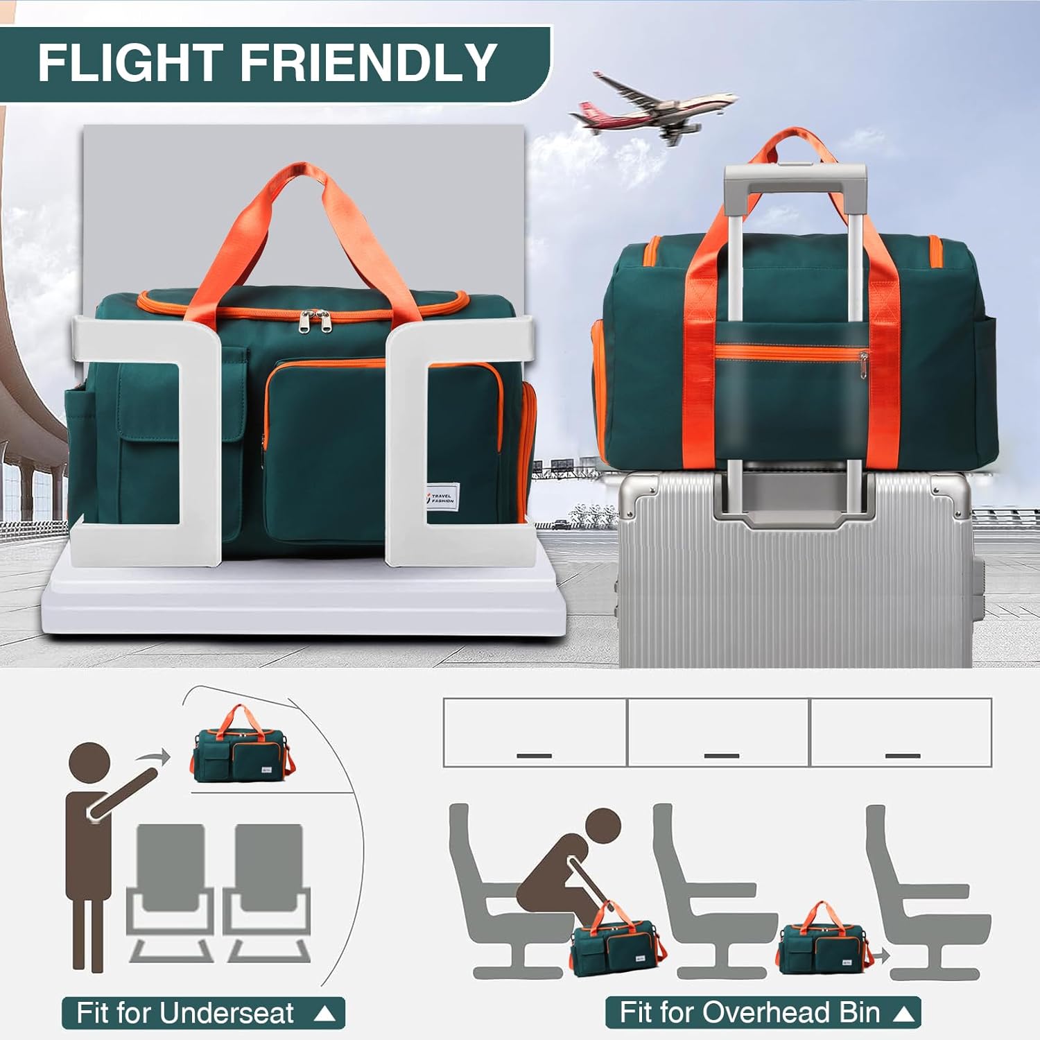 Small Gym Bag for Women, Travel Duffle Bag Carry On Weekender Bag with Shoe Compartment - Image 4