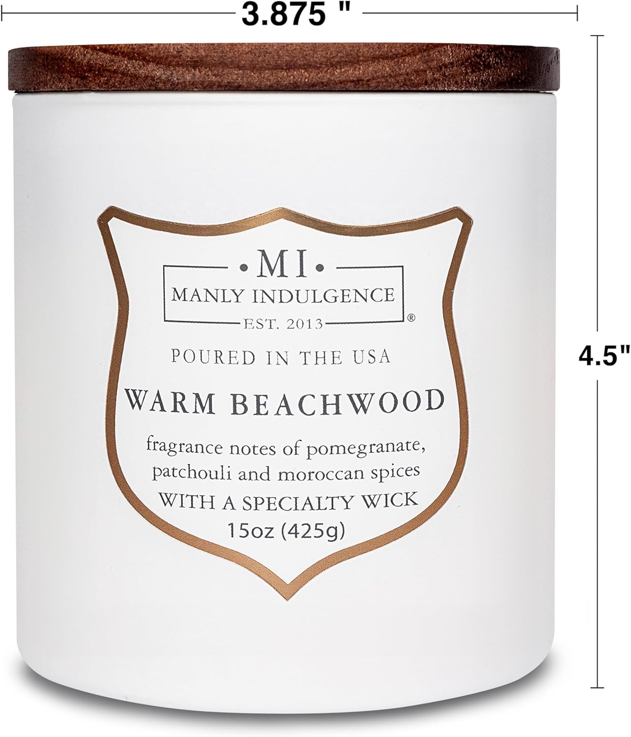 Manly Indulgence Warm Beachwood Scented Candles for Men, 15 oz Wooden Wick, Premium Soy Blend Wax, 60H Burn, Candles for Home Scented - Made in The USA - Image 5