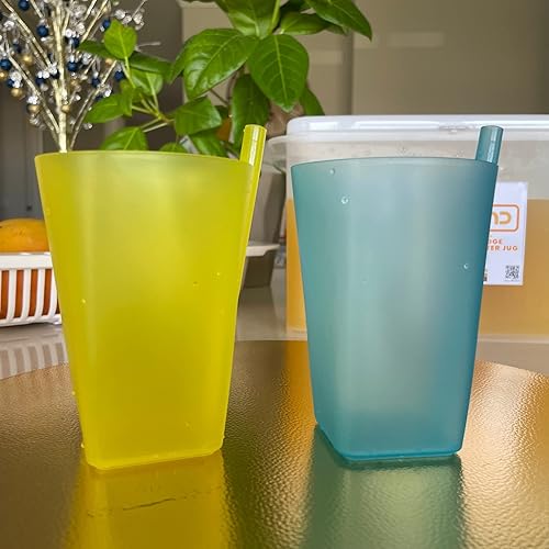 Miniatura 2 de NDBOX Vasos infantiles con popote y cepillo de limpieza para agua, fruta, jugo de manzana, leche, vasos irrompibles para niños activos, aptos para