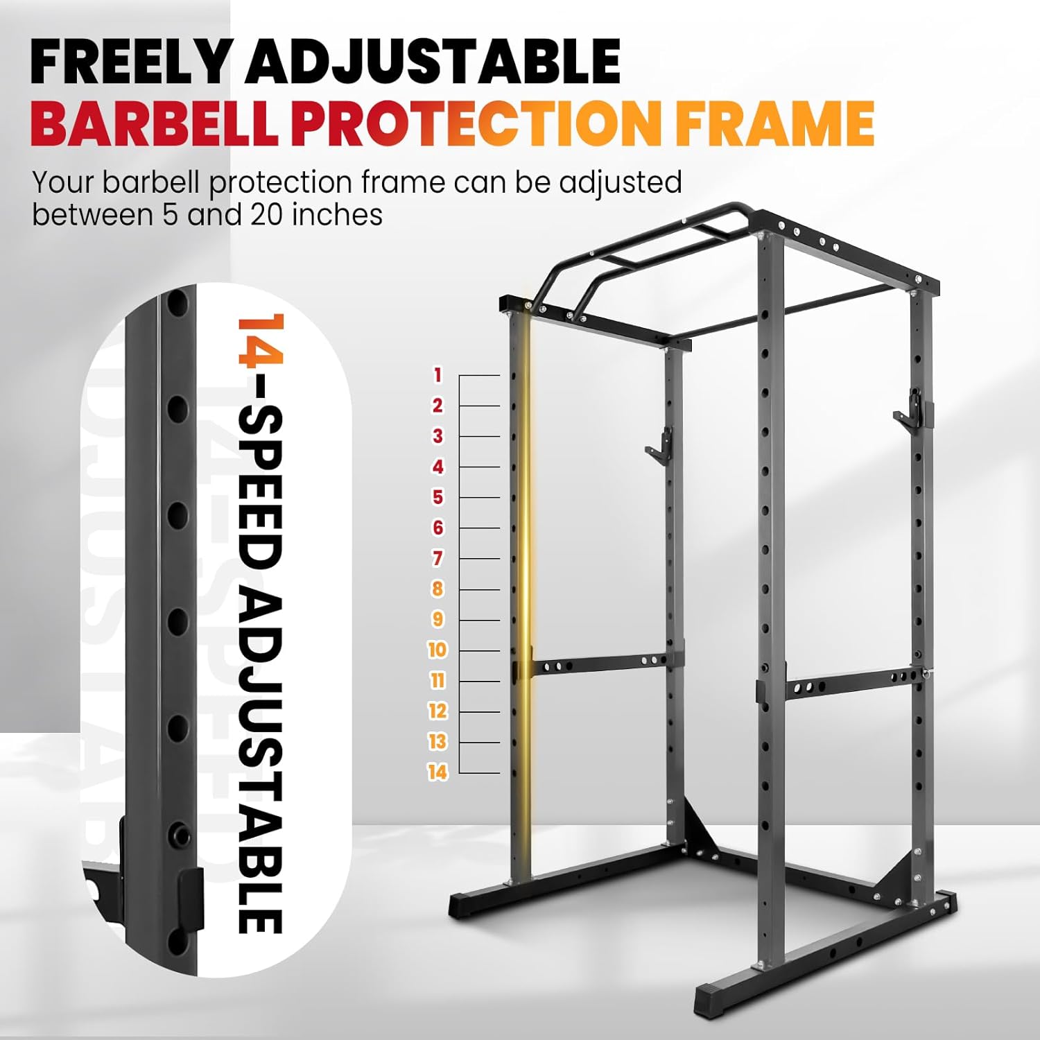 Squat Rack Power Cage, 1200LB Squat Rack for Home & Garage Gym, with Weight Storage Rack and More Training Attachments, with Optional PullDown / Cable Crossover/Smith Machine System