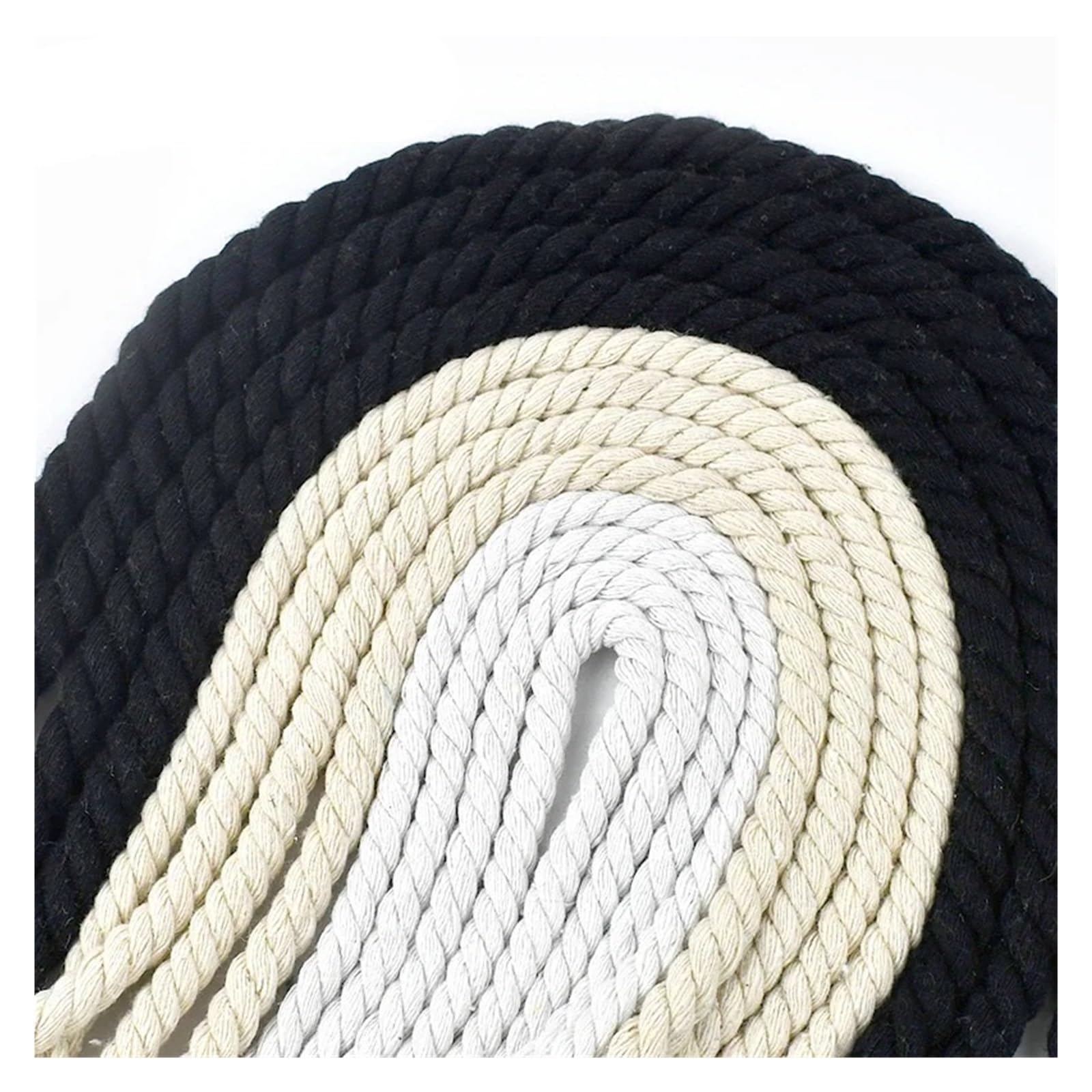 Cotton Cord, Cotton Cord, 3 Shares Twisted Rope 5-20mm Multicolor 5M 10M(White-20mm,5Meters)