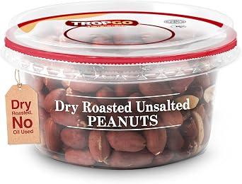 Tropgo Roasted Unsalted Peanuts 200g Tub - Peanuts in Resealable and Recyclable Tub - Wholesome Trail Mix with Fibre, Protein, and Essential Minerals - Healthy Nuts for All Ages