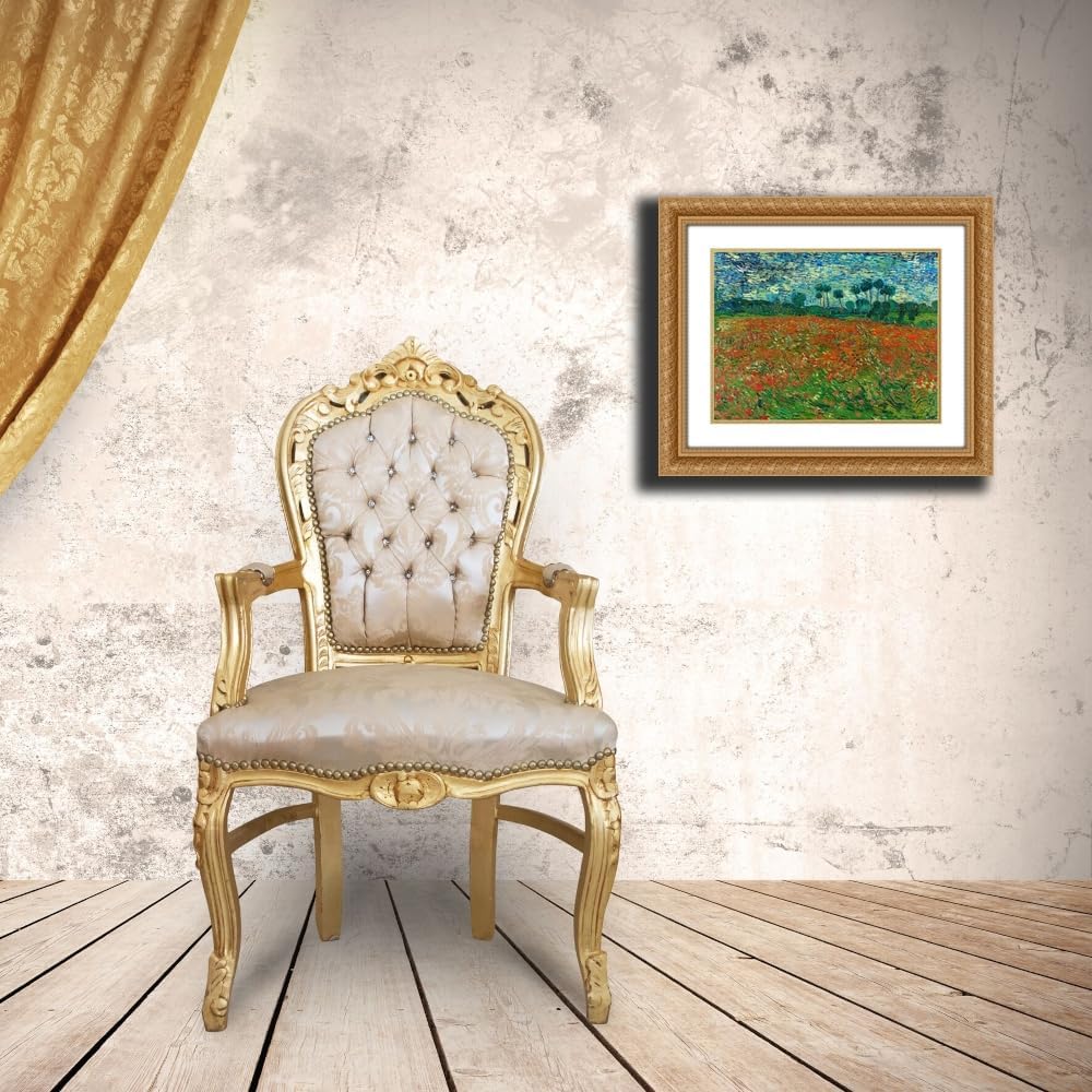 ArtDirect Poppy field Custom Framed Art Print Giclee Print or Canvas Options with Various Sizes and Customization by Van Gogh, Vincent