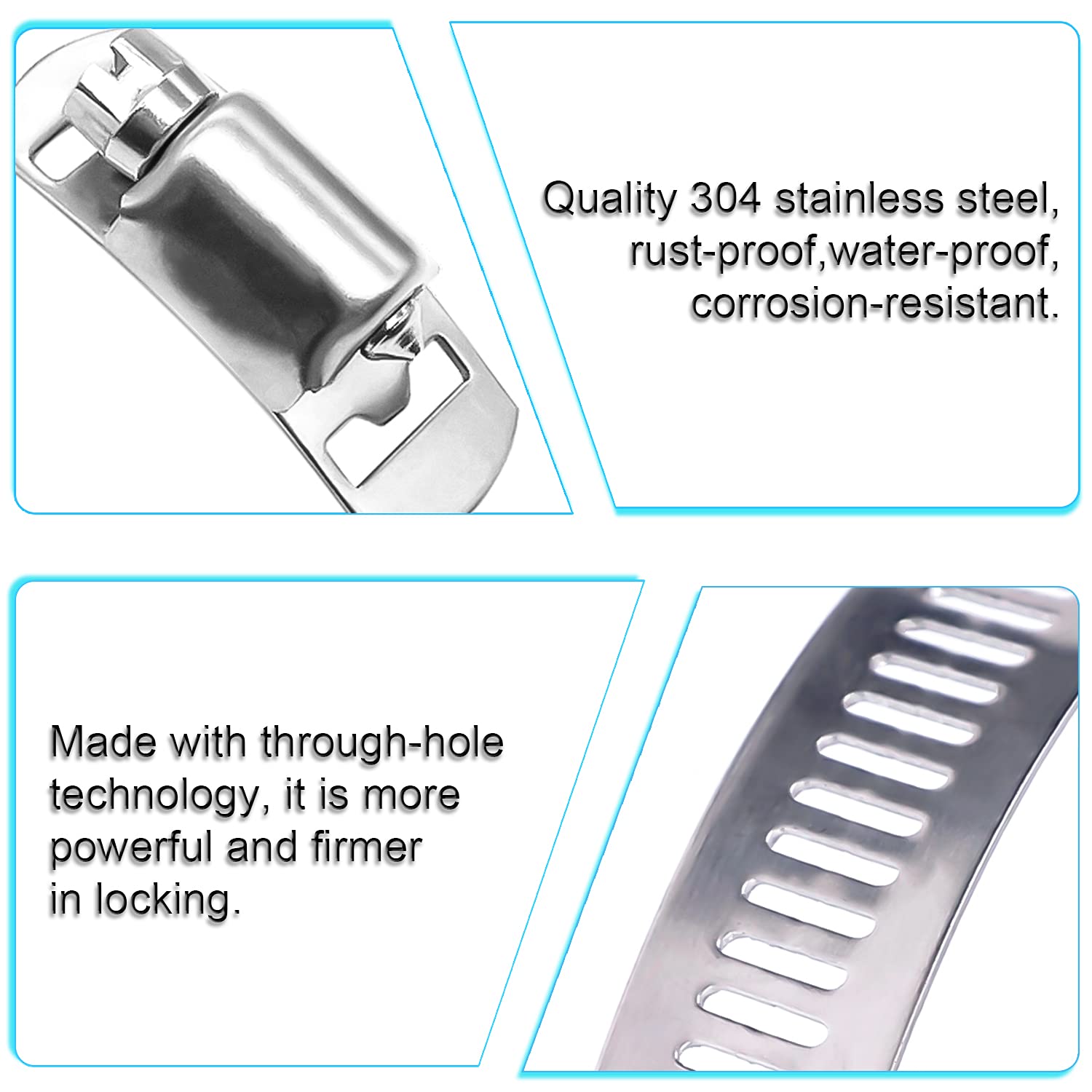 Colliers Serrage Acier Inox - Lot 4 Pièces | Réglables Pour Tuyaux 3m