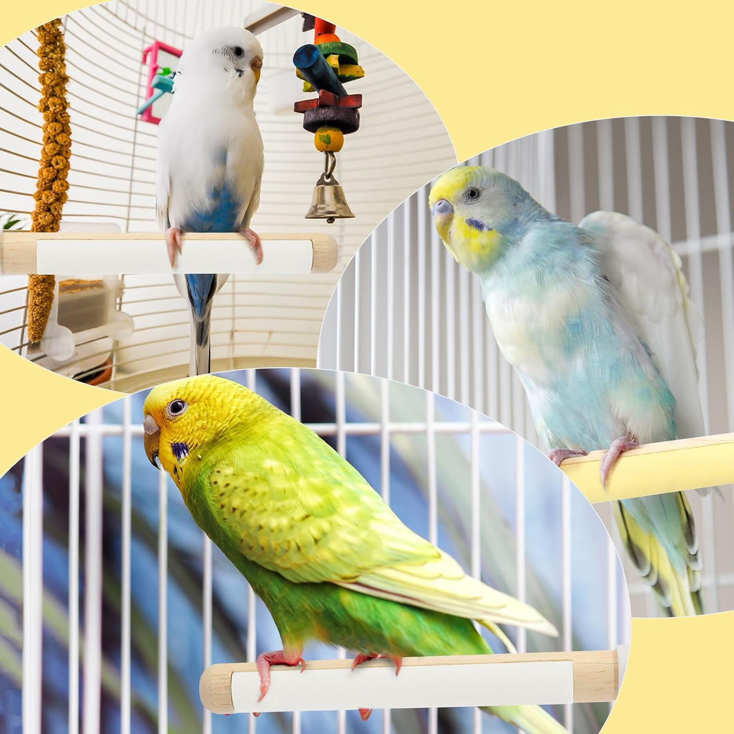 2個 7.8インチ 鳥の止まり木、木の棒 足跡 小鳥ケージアクセサリー オカメインコ