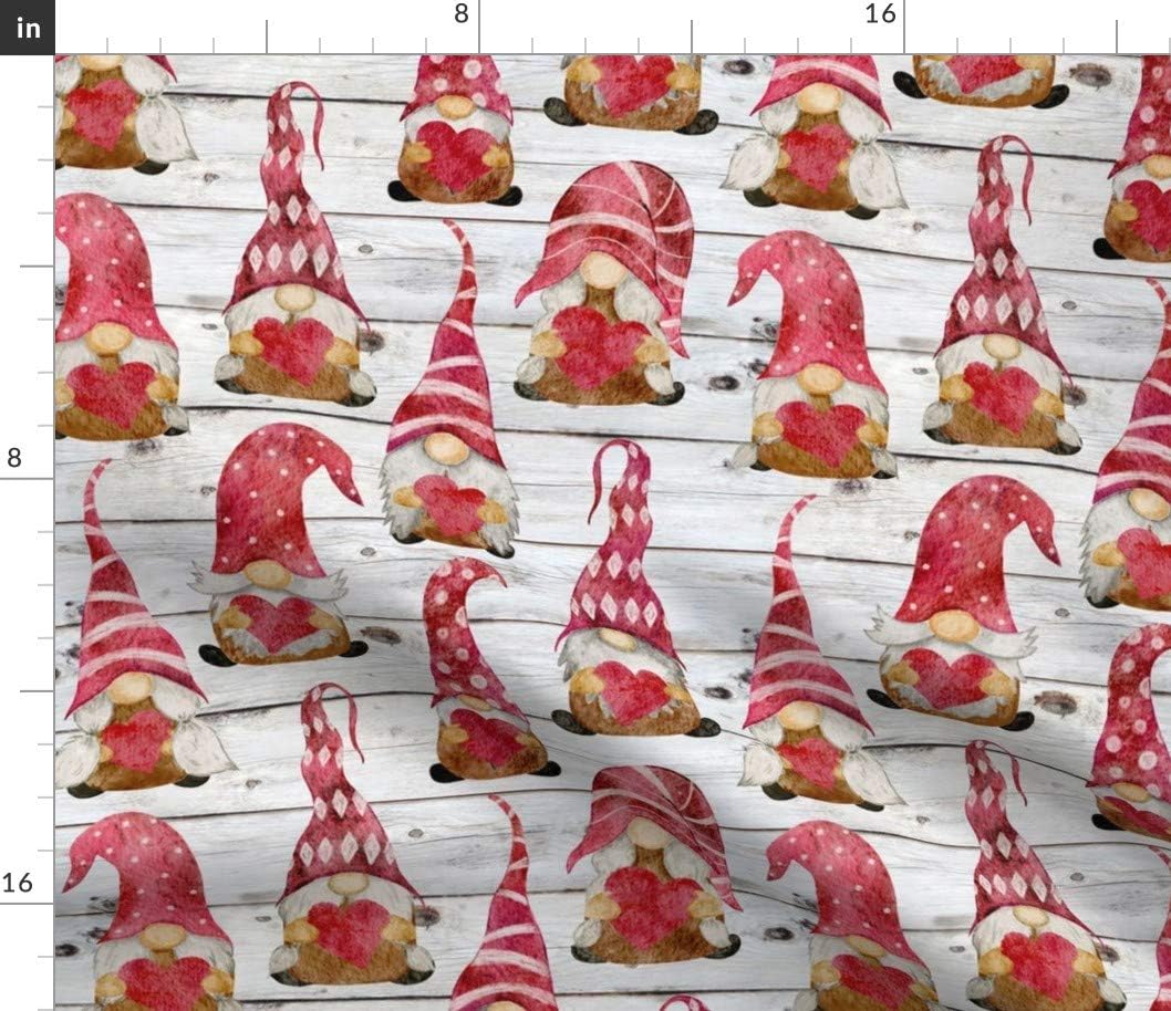 Spoonflower Fabric - Valentine Gnomes Medium Scale Hearts Girl Boy Love Gnome Watercolor Printed on Chiffon Fabric by The Yard - Sewing Fashion Apparel Dresses Home Decor