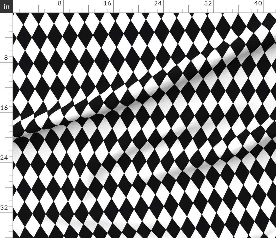 Spoonflower Fabric - Diamonds Black & White Diamond Geometric Check Printed on Cotton Poplin Fabric by The Yard - Sewing Shirting Quilting Dresses Apparel Crafts