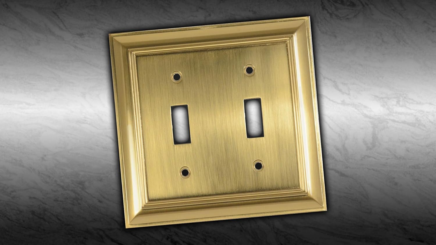 Cool Knobs and Pulls (CKP) Impressions Collection, 31193 Decorative Double Toggle Wall Plate/Outlet Cover, Long Lasting Durable Solid Steel Construction, Amber Gold, 1 piece