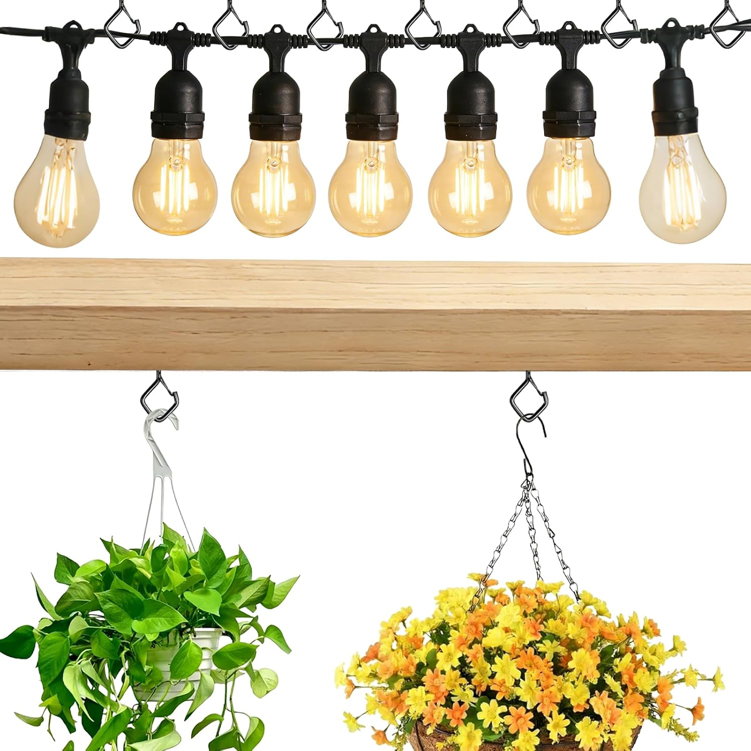 Heavy Duty Eye Screw Hooks for Hanging, Ceiling Hooks for Hanging Plants & Outdoor String Lights, Screw in Hooks with Safety Lock for Indoor Outdoor Decor (Black, 36 Pcs)