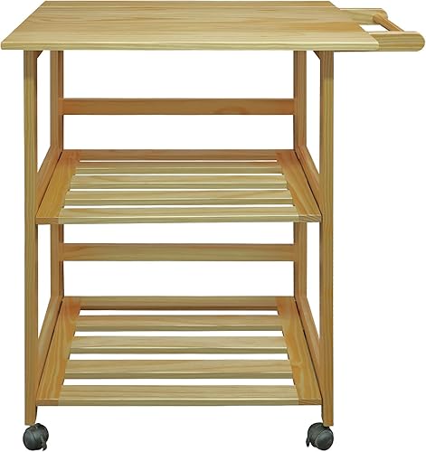 Miniatura 3 de Casual Home Carrito de cocina natural plegable Trek, 27 pulgadas de ancho (372-30)
