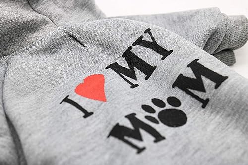 Vista 29 de DroolingDog Camisetas para perros pequeños con texto en inglés "I Love My Mom", sudaderas con capucha para perros pequeños, talla XS, sudadera