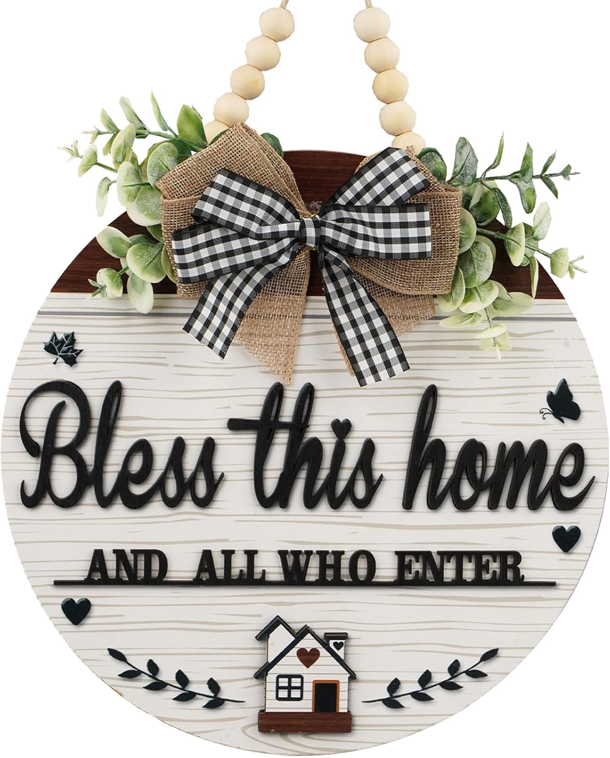 3D Bless This Home And All Who Enter Wooden Front Door Sign