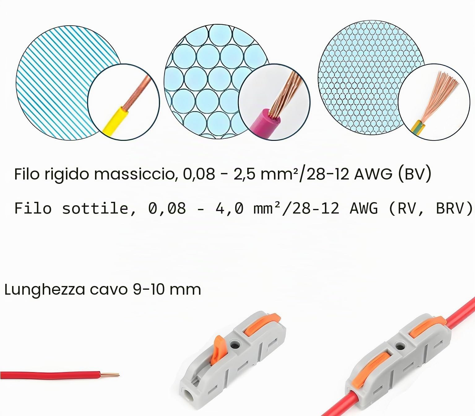 Connettori Elettrici Rapidi con Leva, Morsetti Elettrici a Filo, 1-Filo 2-Vie e Possono Essere Combinati Liberamente, 26 Pezzi