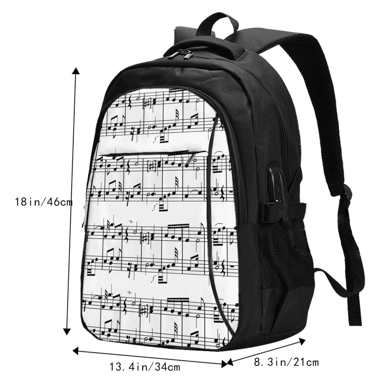 InOmak Musikalische Noten im Notenschlüssel, Reiserucksack, Freizeitrucksack, Schulrucksack, Laptop-Rucksack für Damen und Herren