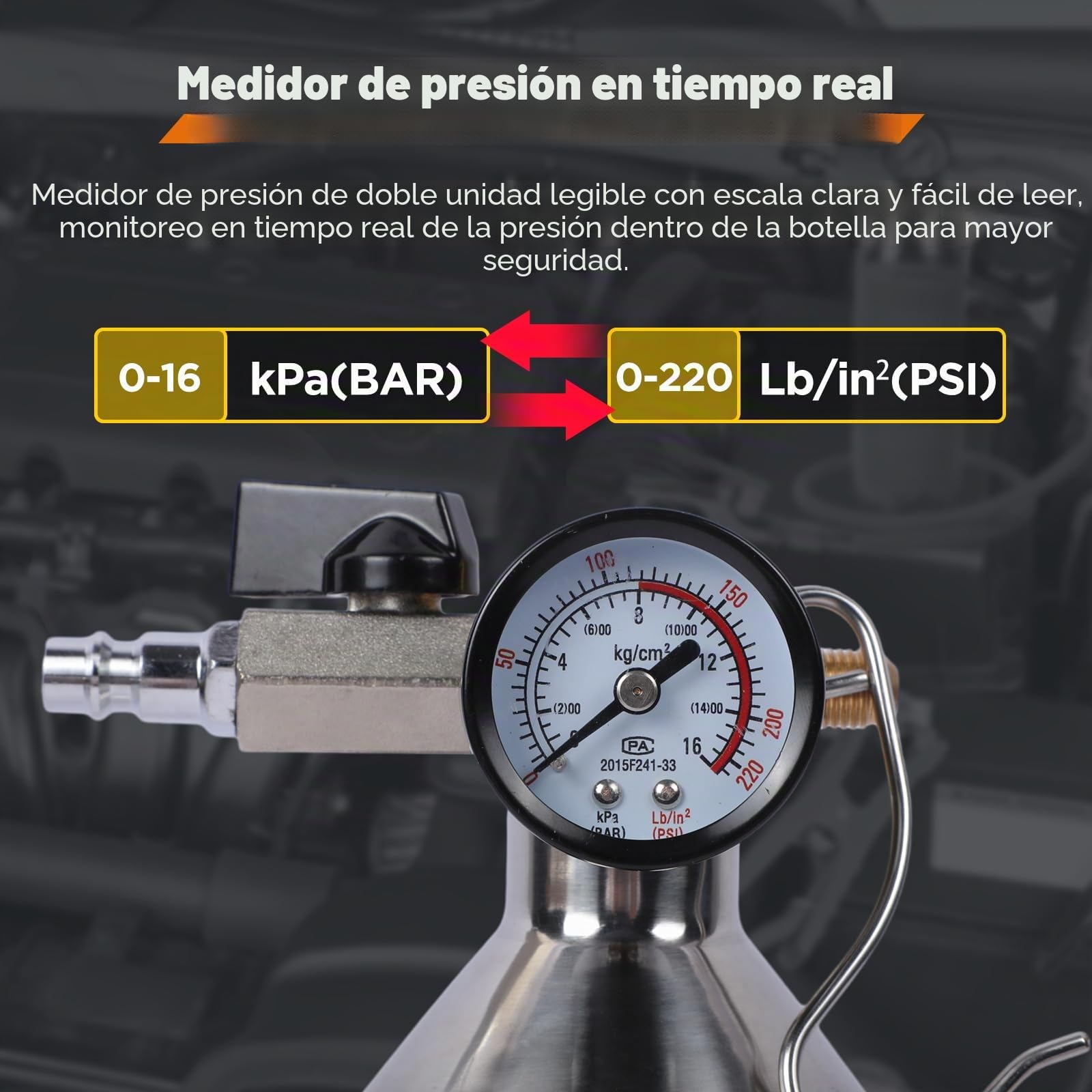 AC Flush Kit con manómetro, válvula de alivio de presión, cabezal pulverizador y manguera, limpiador HVAC para tubos de aire acondicionado refrigerante R410A, R134A, R22, condensador, evaporador