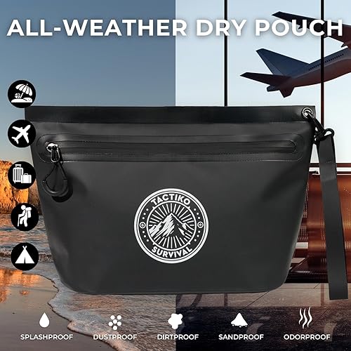 Vista 2 de Tactiko - Bolsa resistente al agua de 3 litros, material impermeable con cremallera a prueba de salpicaduras, para almacenamiento, artículos de Negro