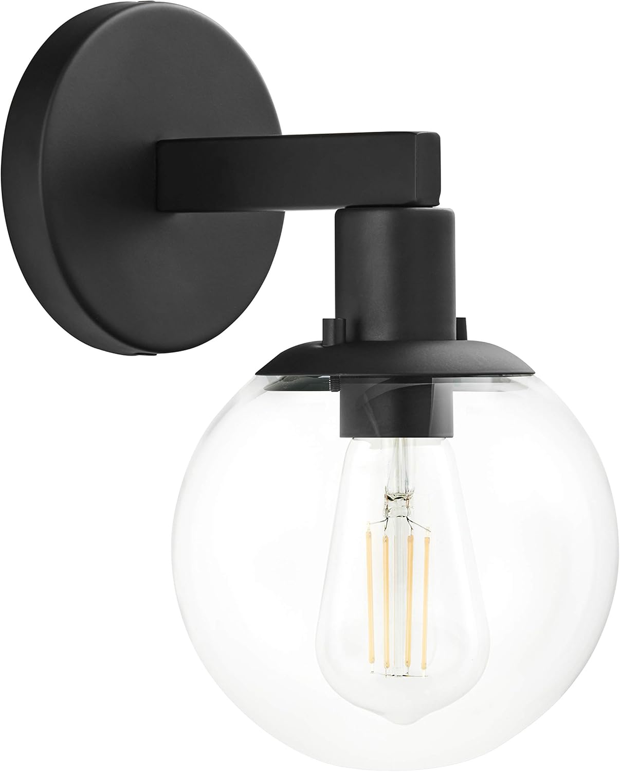 Linea di Liara Glass Globe Matte Black Wall Sconce Lighting Sferra Mid Century Modern Sconces Wall Lighting Fixture Bathroom Vanity Wall Sconces Wall Light for Hallway and Bedroom, LED Bulb Included